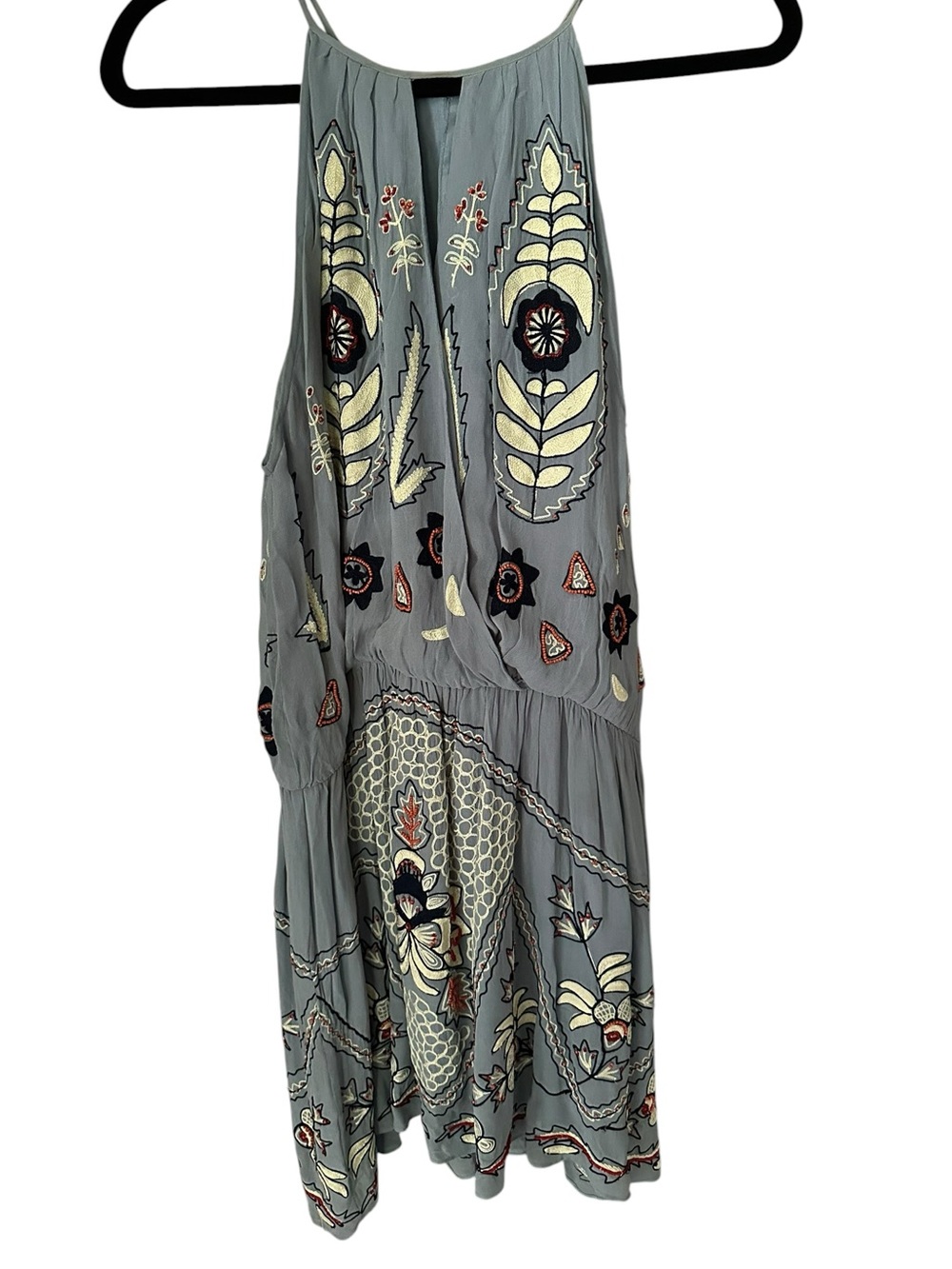 Free People Mother Nature Sleeveless Embroidered Light Blue Dress Size Medium - Picture 4 of 6